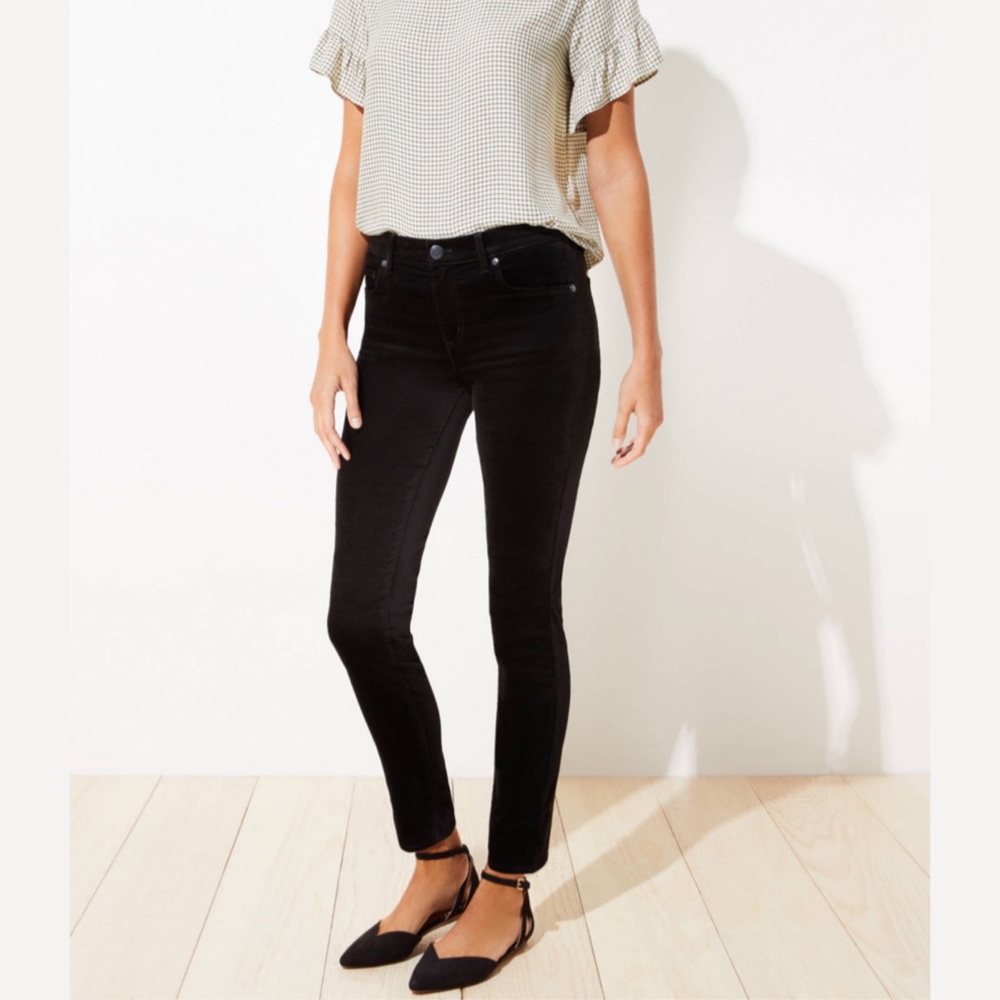 NWT Loft Velvet Skinny Pants Black - Picture 2 of 13